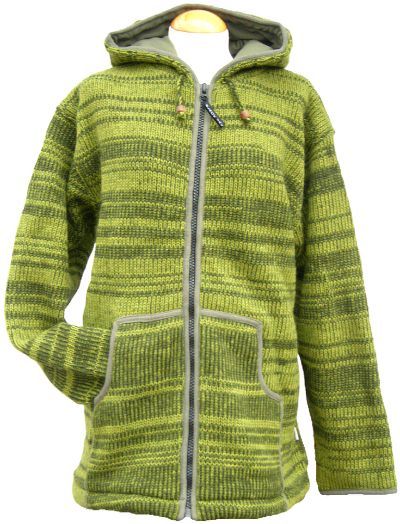 Fleece lined - hooded jacket - two tone Green