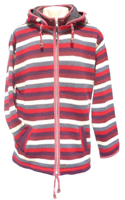 Lighter weight - detachable hood - striped jacket - Red/Rust