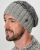 Hand knit - two tone moss - baggy beanie - Pale grey
