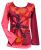 Applique large flower - long sleeve top - red
