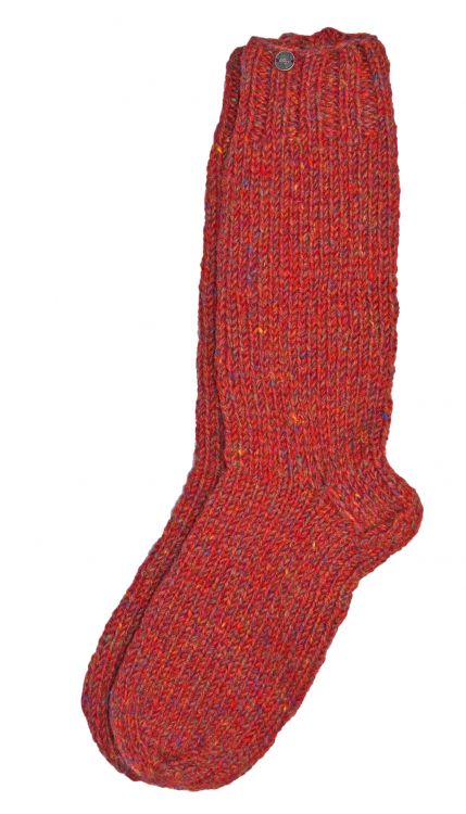Pure wool - hand knit socks -  plain rust heather