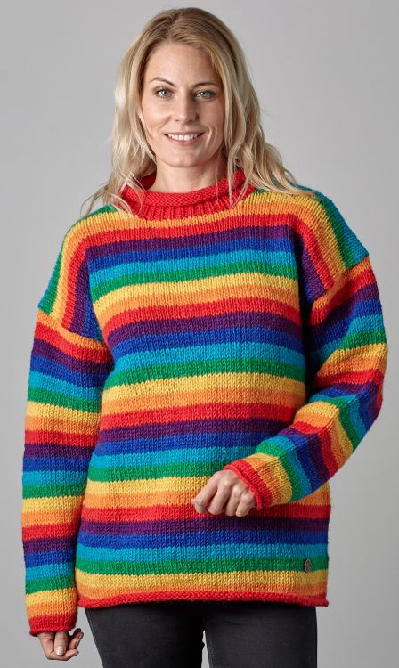 Pure wool jumper - stripe - Rainbow