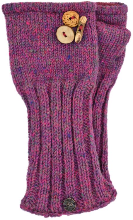 Fleece lined wristwarmer - fruit button - Pink heather