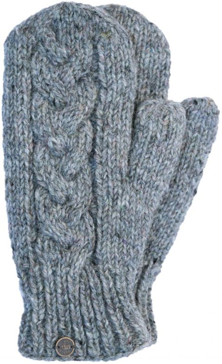 Fleece lined mittens - Cable - Grey heather