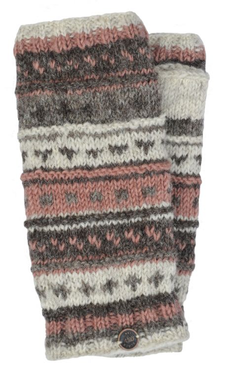 NAYA - hand knit - pattern - wristwarmer - brown/blush