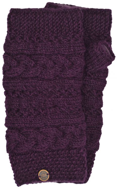 NAYA - hand knit - sampler - wristwarmer - Aubergine