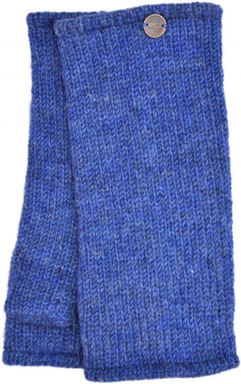 Pepper - pure wool plain wristwarmer - blue
