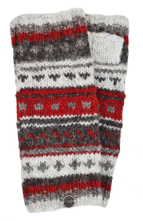 NAYA - hand knit - pattern - wristwarmer - brown/red