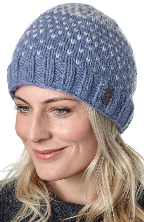 Pure Wool Graduated tick beanie - Lilac