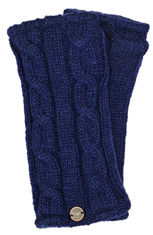 Fleece lined wristwarmer - cable - Dark blue