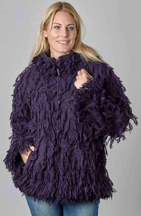 Fleece lined - shaggy jacket - Purple/Black