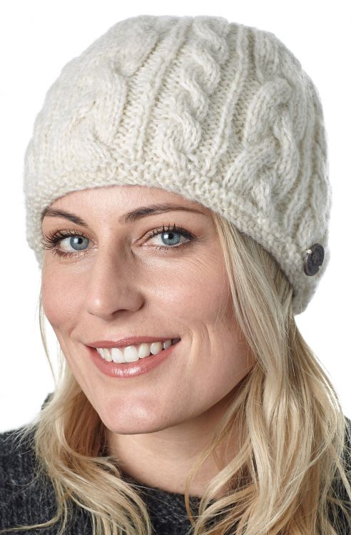 fine wool mix - cable beanie - natural white