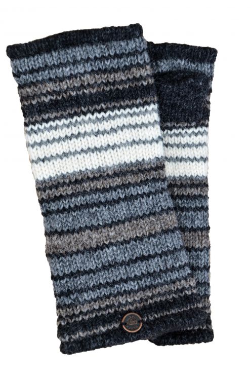 Fully lined - narrow stripe - wristwarmers - natural greys