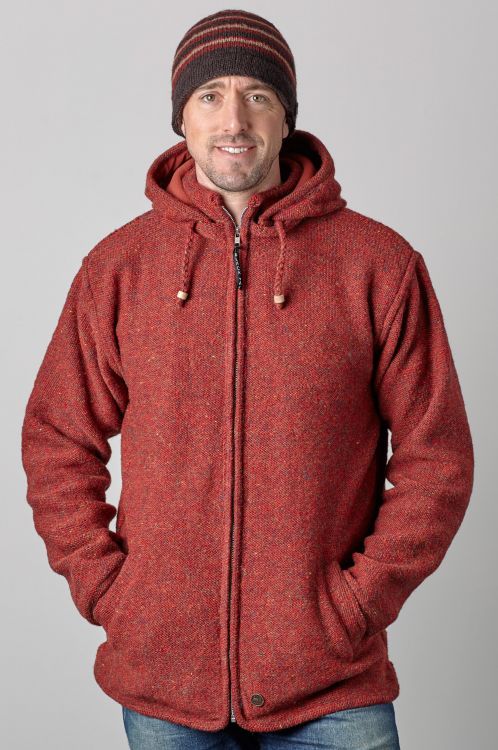 Fleece lined - detachable hood - heather - Rust