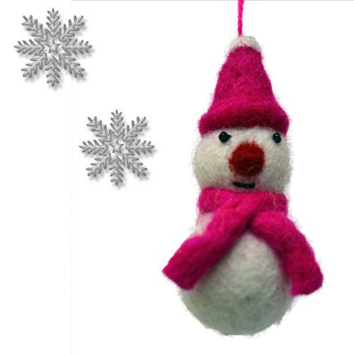 Felt - Christmas Decoration - Snowman - Pink