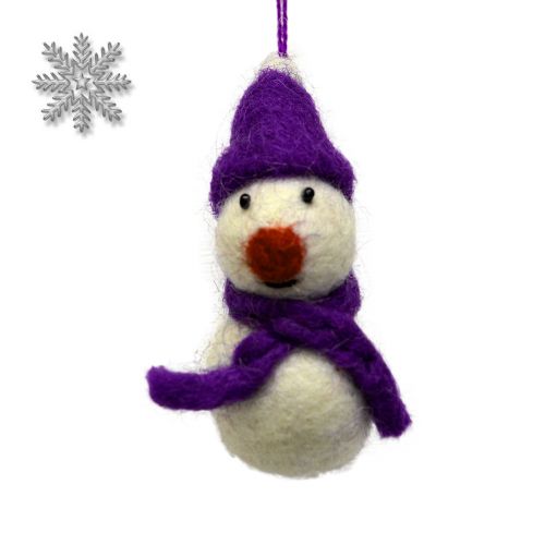 Felt - Christmas Decoration - Snowman - Purple