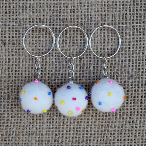 Beaded Keyring - White