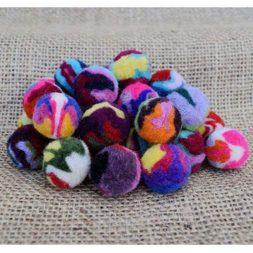 Hand rolled - pure wool - felt balls - assorted swirls: 5
