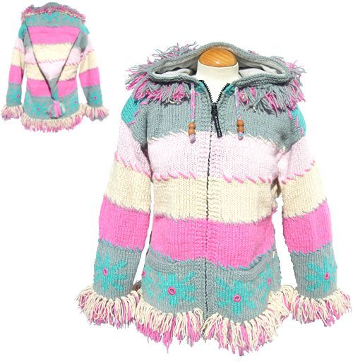 pixie hooded - fringed snowflake jacket - Ice