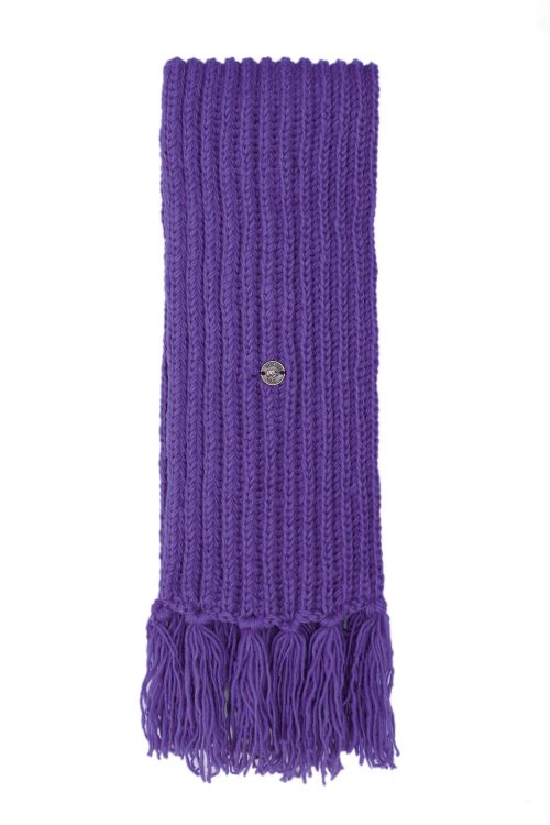 Long hand knit - fringed scarf - deep wisteria