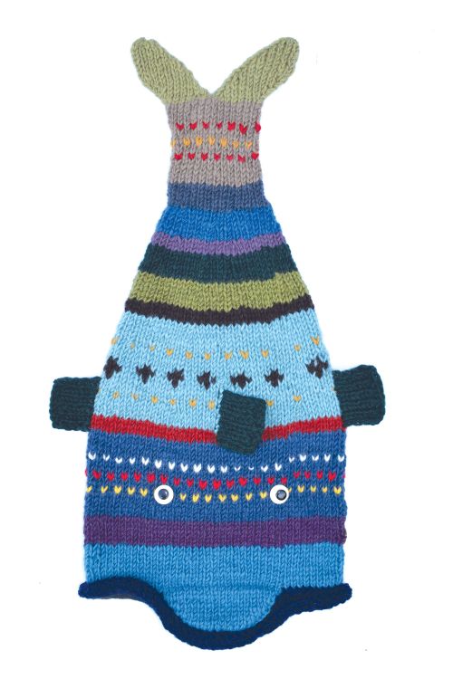 Pure Wool Hand knit - short tailed fish - Patterned 1