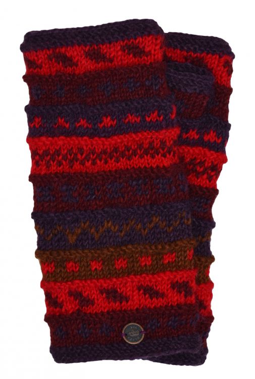 NAYA - hand knit - pattern - wristwarmer - red/rust