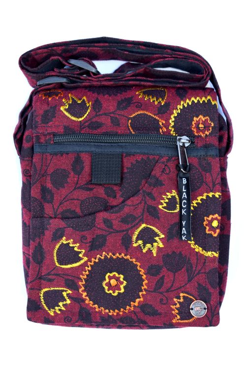 Small Print & Embroidered Bag - Russet/Yellow