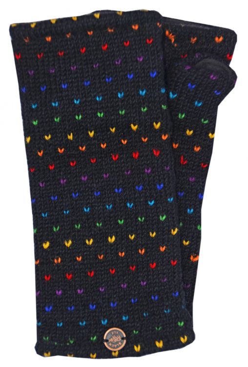 Fleece lined wristwarmer - rainbow tick - Black