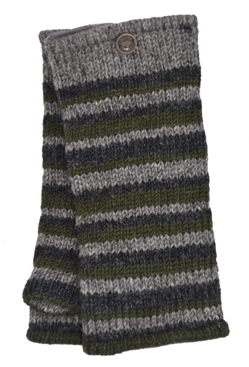 Fleece lined - Random Stripe - Wristwarmer  - Natural/Green