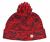 Two tone turn up - bobble hat - pure wool - red/smoke