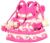 four bobble - tie top turn up hat - Pink/White
