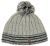 Ribbed bobble hat - pure wool - fleece lining - pale natural grey