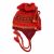 Hand knit - pure wool - tie top - ear flap hat - Red assorted