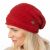 Pure wool - half fleece lined - cable slouch hat - Red