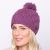 Leaf bobble hat - hand knitted - pure wool - fleece lining - pink heather