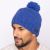 Classic bobble hat - hand knitted - fleece lining - blue pepper