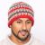 hand knit - multi-patterned beanie - red