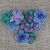 Three flower brooch - hand made felt - gentle blues, mauves and green