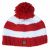 Pure wool - wide stripe bobble hat - red/white