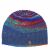 Pure Wool Hand knit - solar tick beanie - denim blue/rainbow