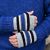 Pure wool - Echo stripe wristwarmers - pepper blue