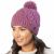 Leaf bobble hat - hand knitted - pure wool - fleece lining - mulberry