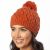 Leaf bobble hat - hand knitted - pure wool - fleece lining - apricot