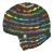 Pure Wool Half fleece lined - helmet hat - Dark Green/Rainbow