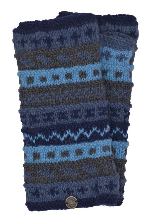 NAYA - hand knit - pattern - wristwarmer - Blues
