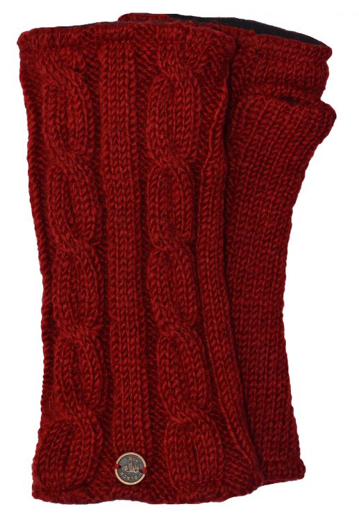 Fleece lined wristwarmer - cable - Deep Red