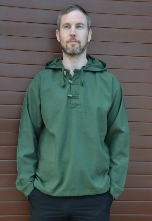 Hooded overshirt  - Toggle fastening - Green