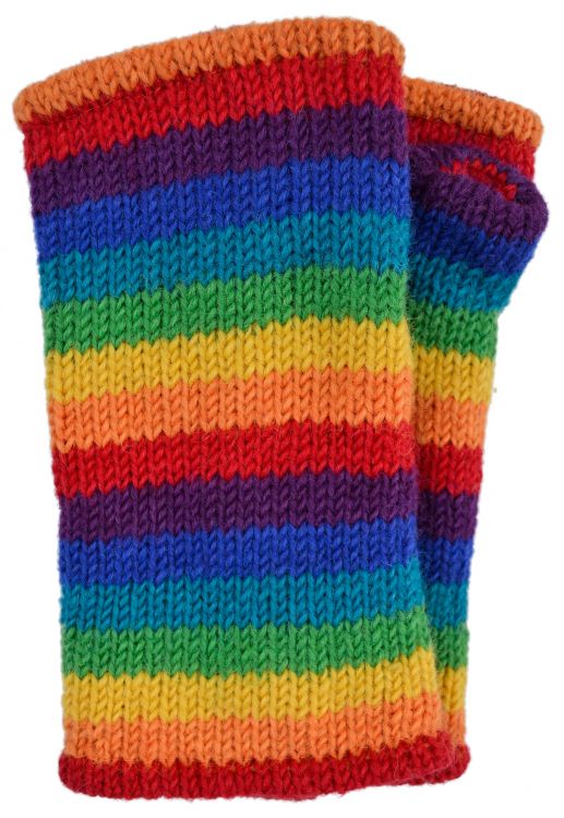 Children's Fleece lined - stripes - wristwarmers - Rainbow