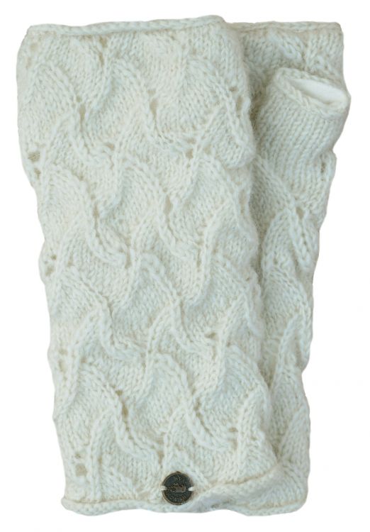 Naya - hand knitted - scroll - wristwarmer - White
