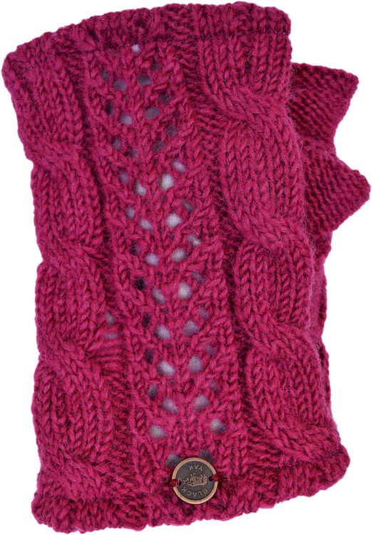 Hand knit - braid cable handwarmer - berry